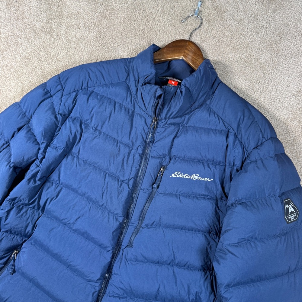 Eddie Bauer Puffer Jacket Mens XL Blue EB800 Mountain Ops Goose Down Insulated